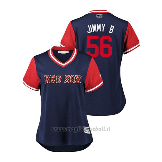 Maglia Baseball Donna Boston Rosso Sox Joe Kelly 2018 Llws Players Weekend Jimmy B Blu